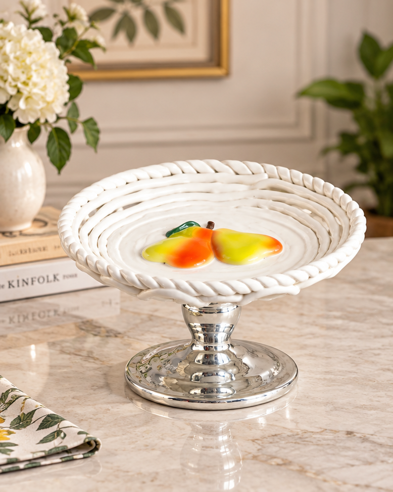 The Orchard Harvest Braided Pedestal Bowl