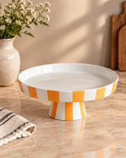 The Cabana Stripe Pedestal Cake Stand - Orange
