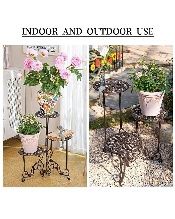 Cast Iron Flower Pot Accent Table 