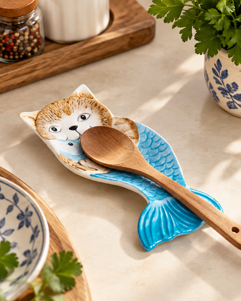 Whimsical Mer-Cat Serving Platter