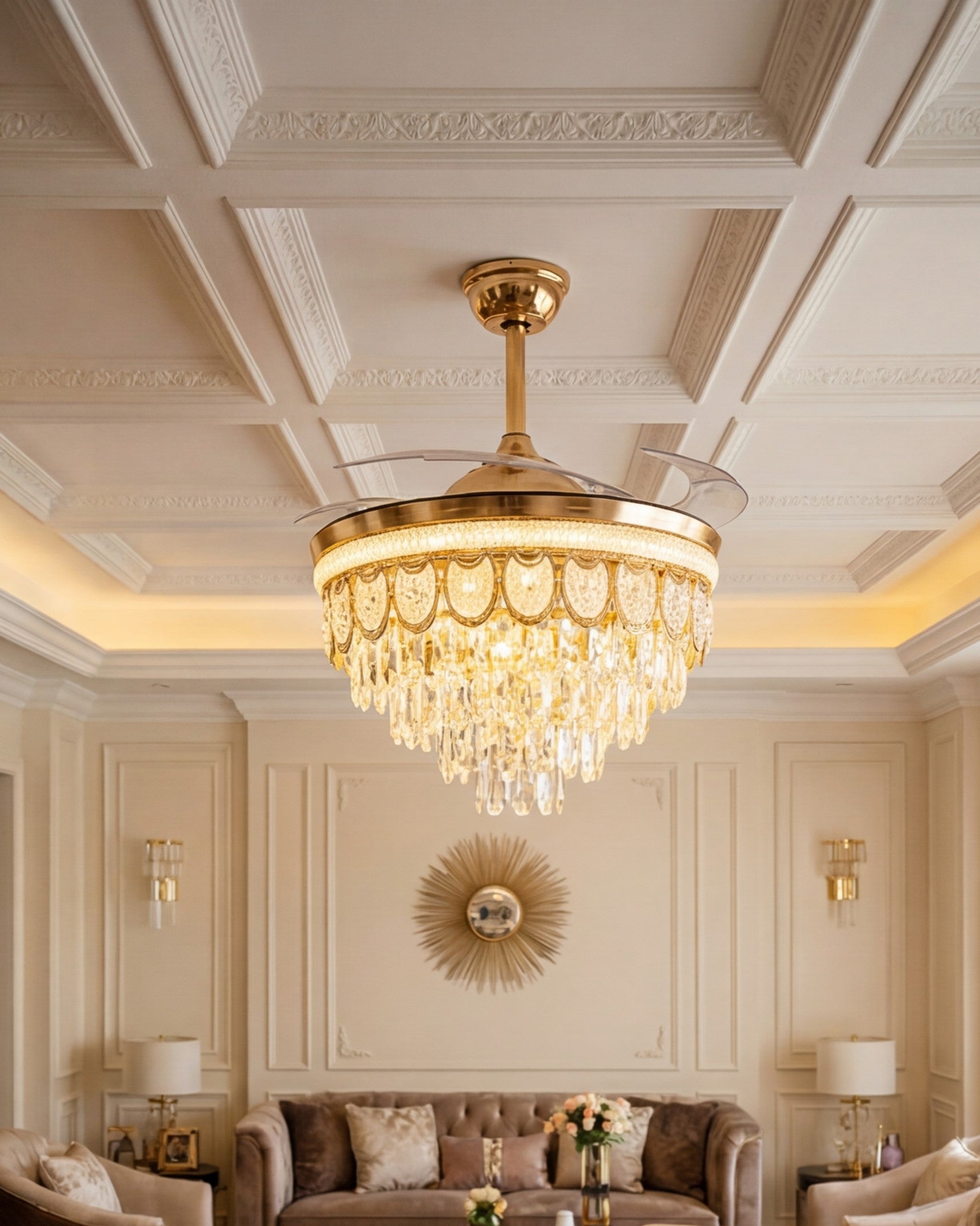 Imperial Drop Retractable Ceiling Fan + Chandelier Light (with Remote Control) 