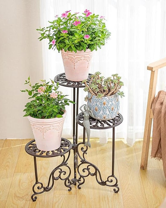 Cast Iron Flower Pot Accent Table 