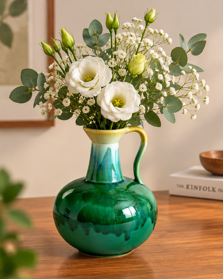 The Verdant Cascade Glazed Ewer