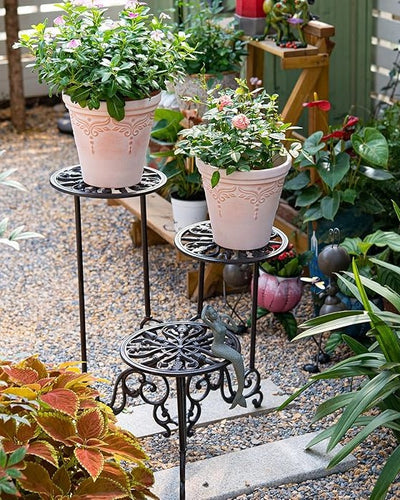Cast Iron Flower Pot Accent Table