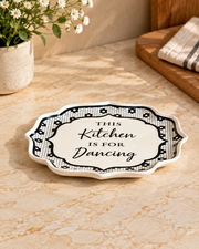 'Kitchen is for Dancing' Scalloped Serving Platter