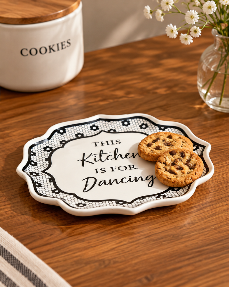 'Kitchen is for Dancing' Scalloped Serving Platter