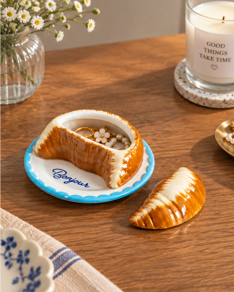Bonjour Croissant Trinket Box
