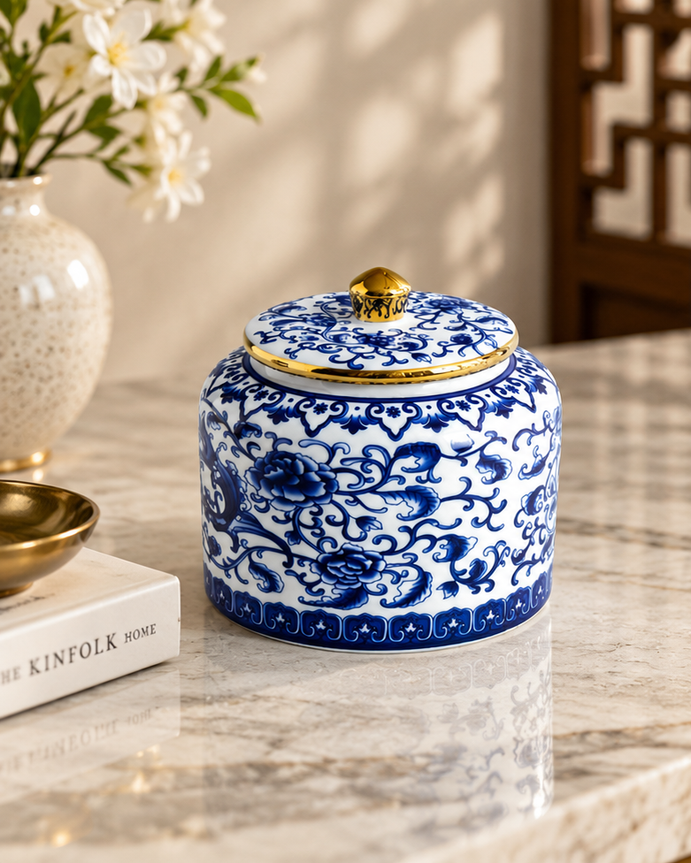 Heritage Cobalt & Gold Kitchen Canister