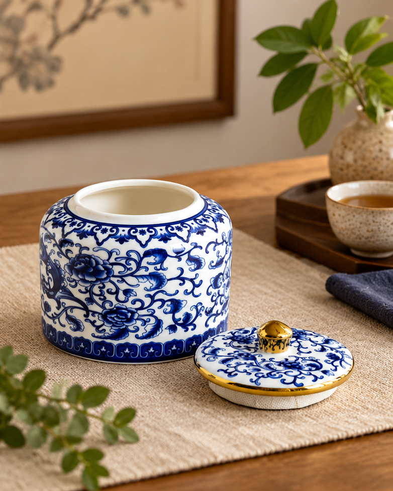 Heritage Cobalt & Gold Kitchen Canister