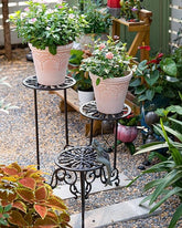 Cast Iron Flower Pot Accent Table 