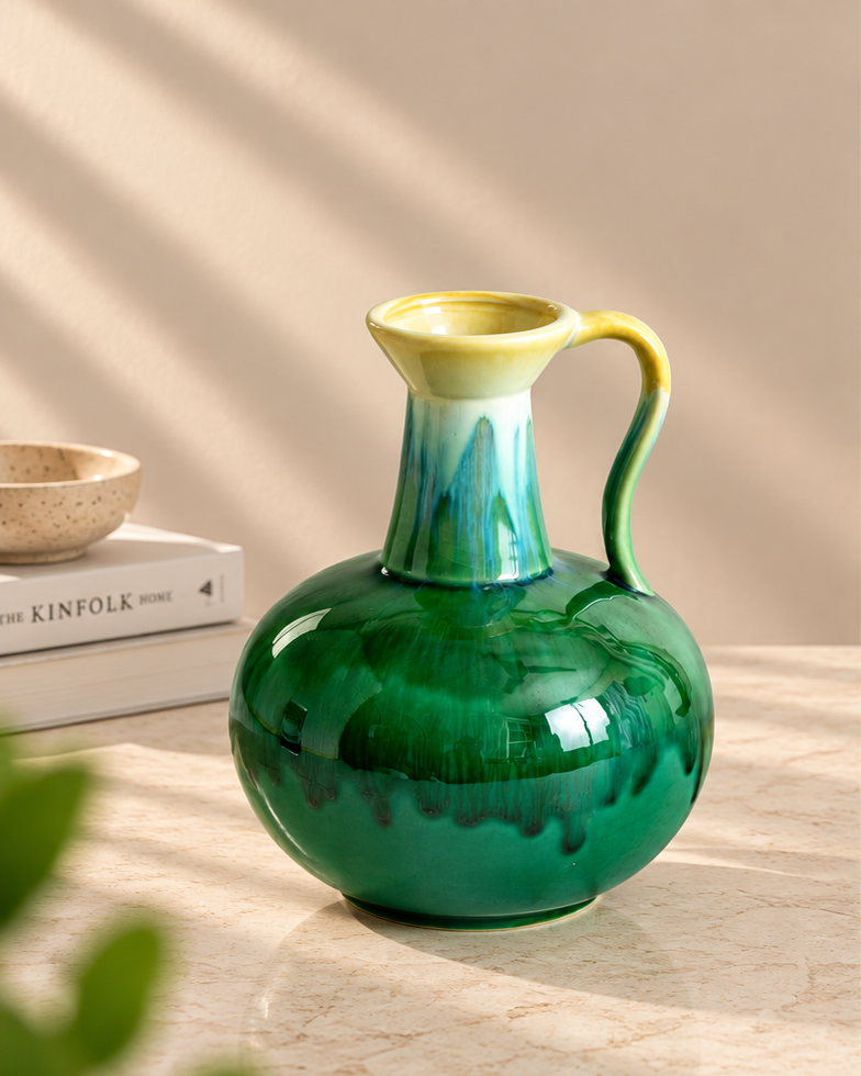 The Verdant Cascade Glazed Ewer