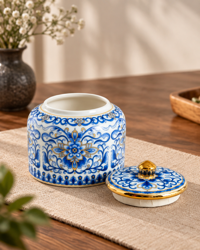 The Gilded Sapphire Scrollwork Kitchen Canister
