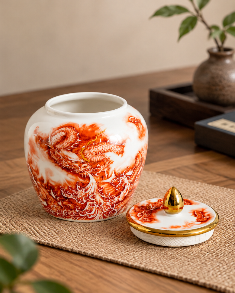 Vermilion Dragon Kitchen Canister