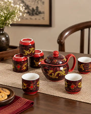 Imperial Red Dragon - 7 Pieces Tea Set
