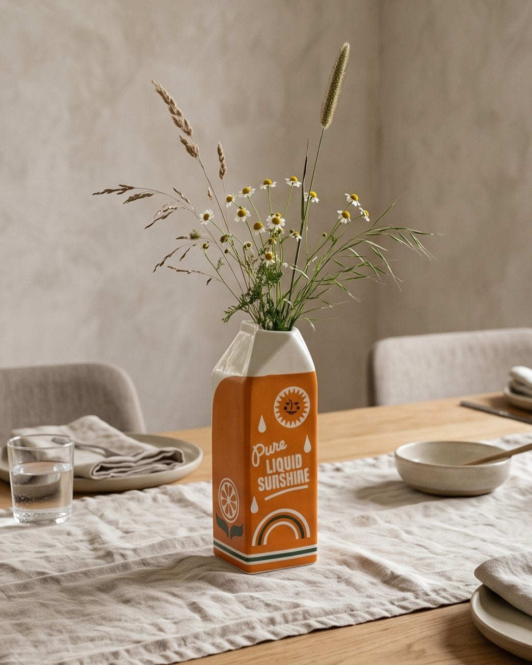 Pure Liquid Sunshine Ceramic Carton Vase