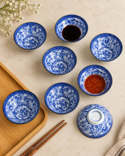 Blue & White Ornamental Pattern Dip Bowl - Set Of 8