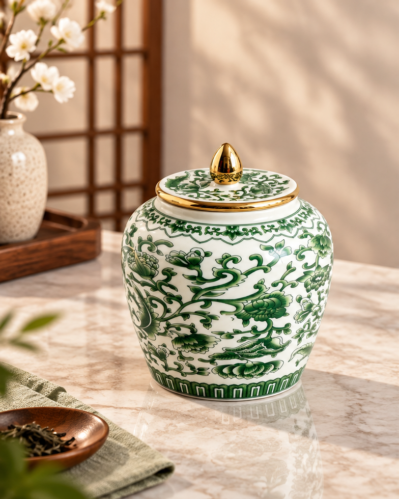 Crimson Gilded Kitchen Canister - Green