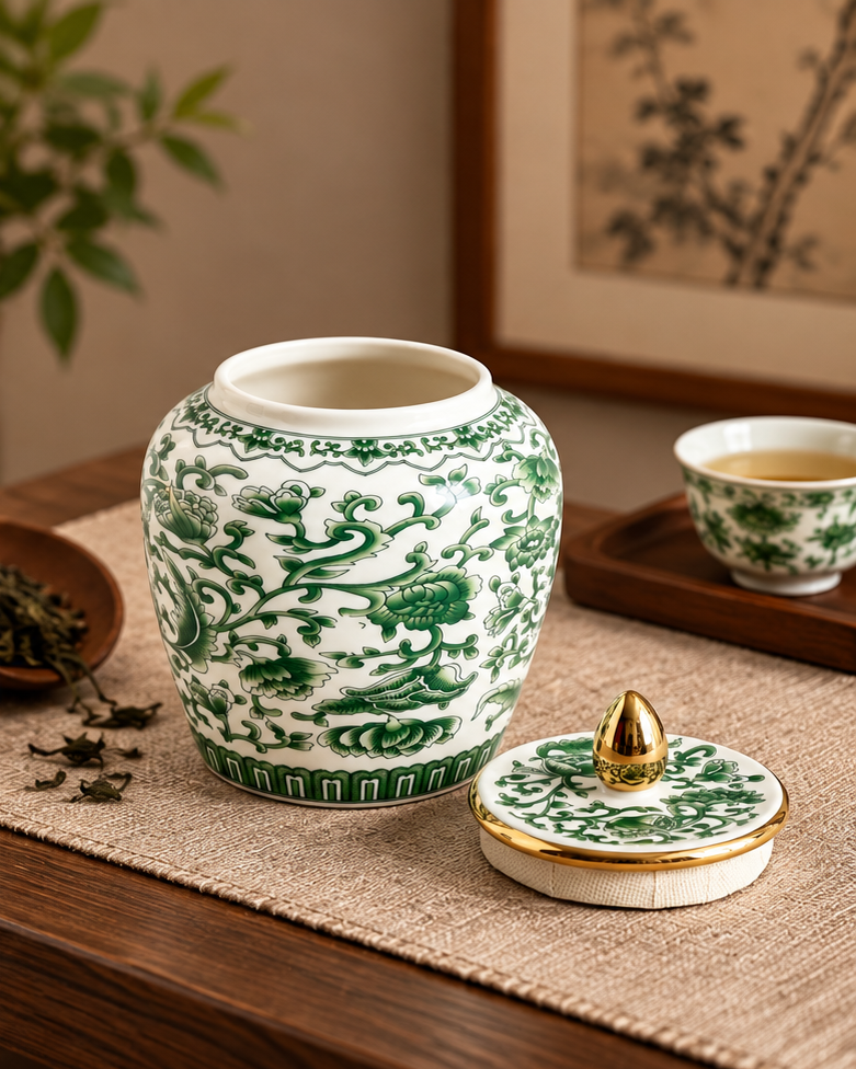 Crimson Gilded Kitchen Canister - Green