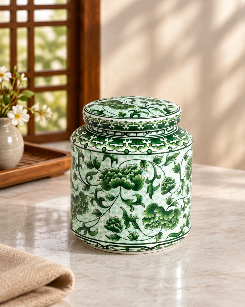 Verdant Heritage Botanical Kitchen Canister