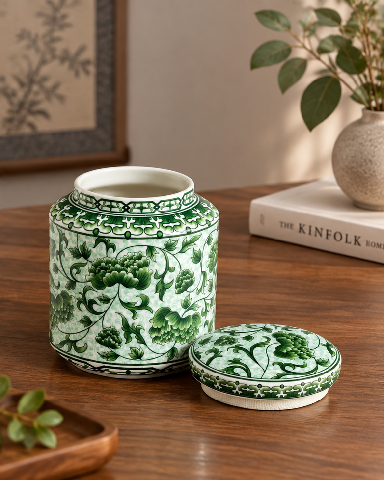 Verdant Heritage Botanical Kitchen Canister