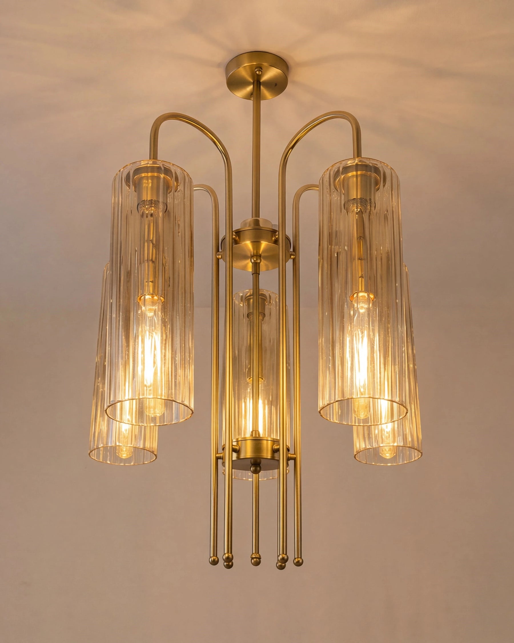 Ribbed Glass Chandelier 