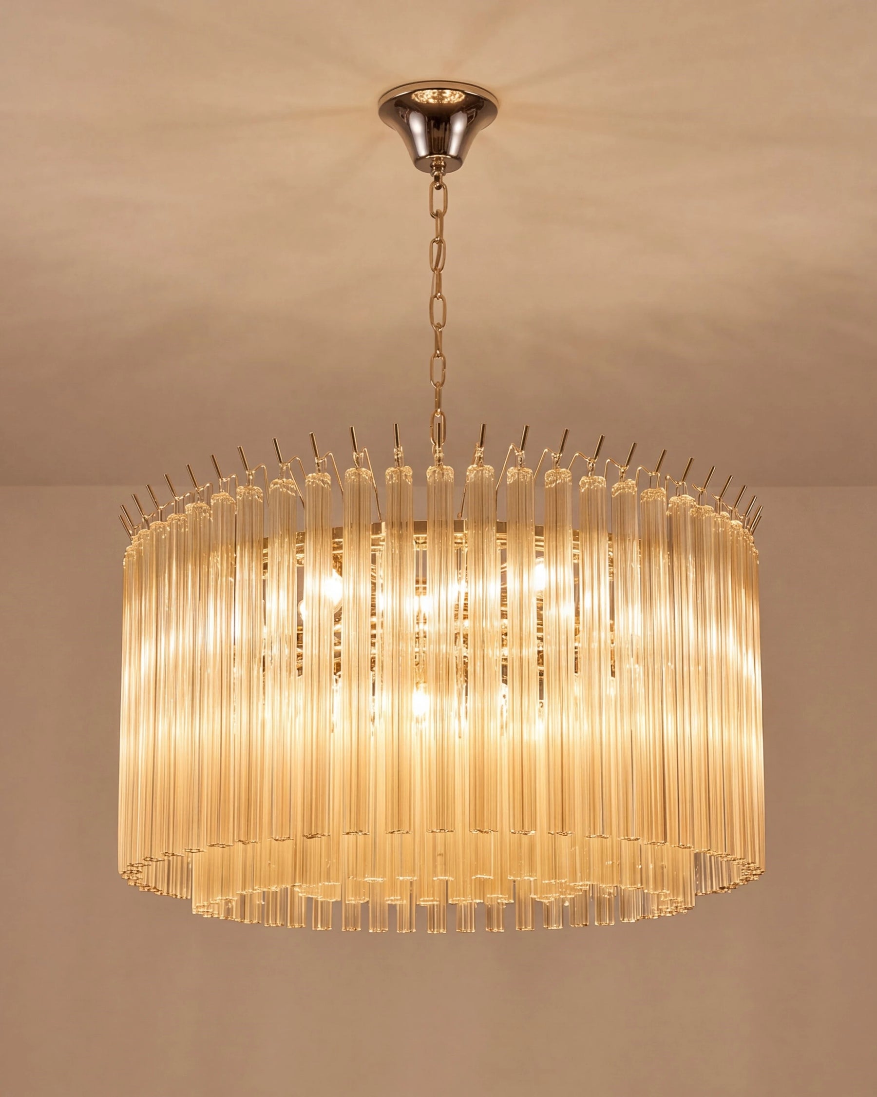 Glass Fringe Drum Chandelier 