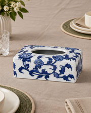 Blue Floral Vine Rectangular Tissue Holder