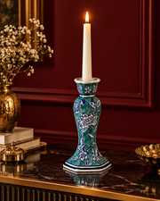 Floral Elegance Tapered Candle Stand - Green