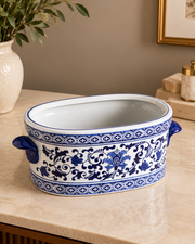 Blue & White Floral Ceramic Planter