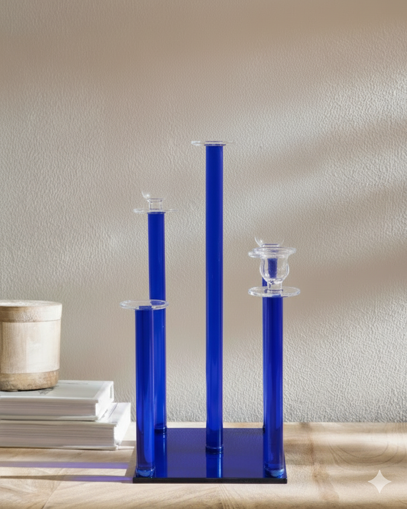 Sapphire Elegance Crystal Candle Stand 