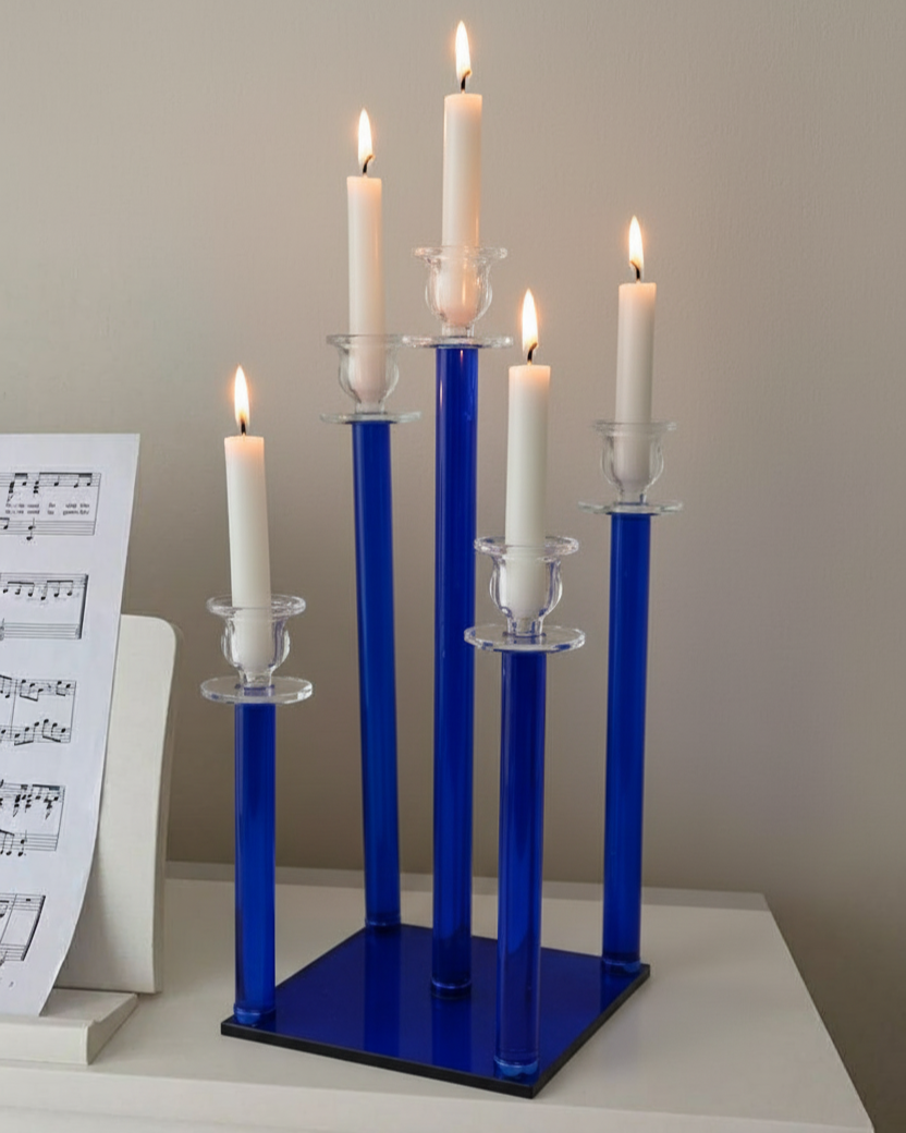 Sapphire Elegance Crystal Candle Stand 
