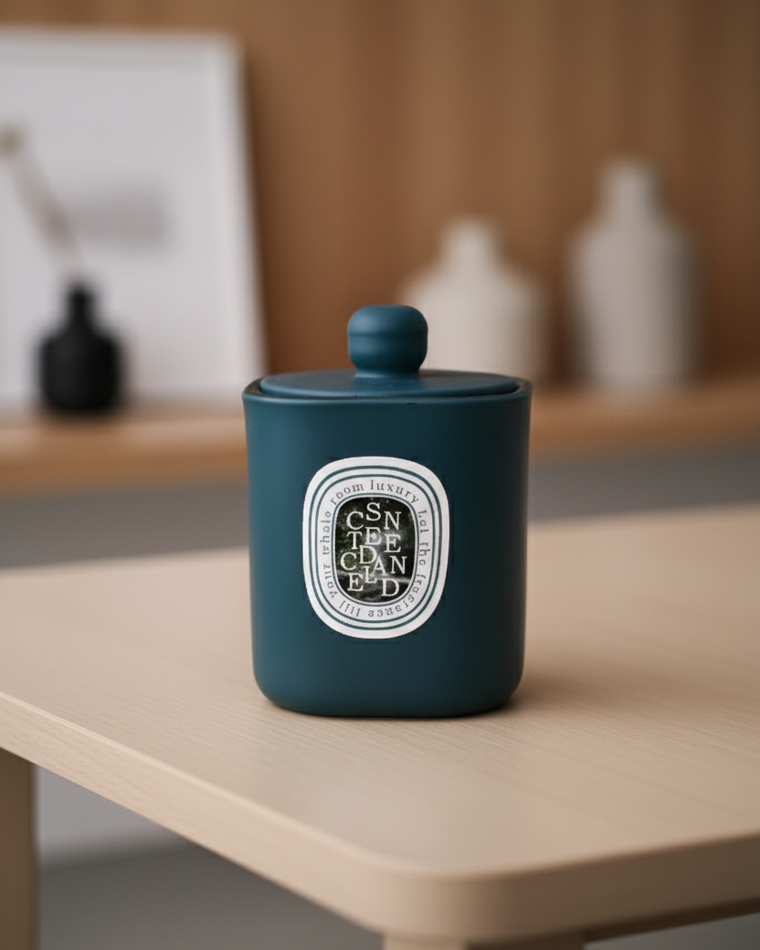 Velour Flame Aroma Candle - Green 