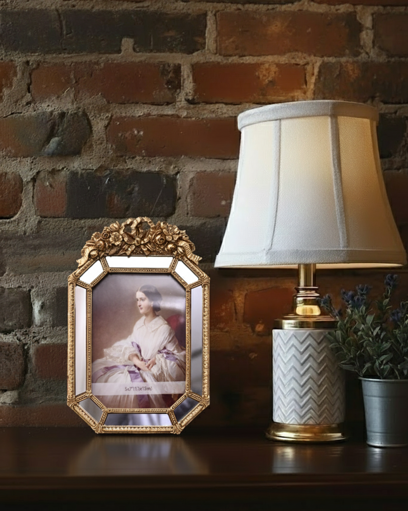 Royal Floral Mirror Edge Photo Frame 