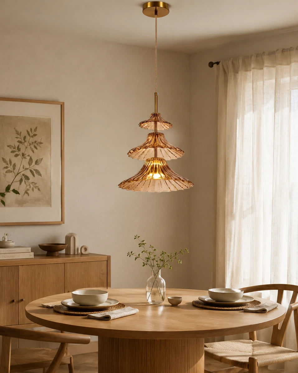 Fiorenza Cascade Glass Pendant Light - Amber 