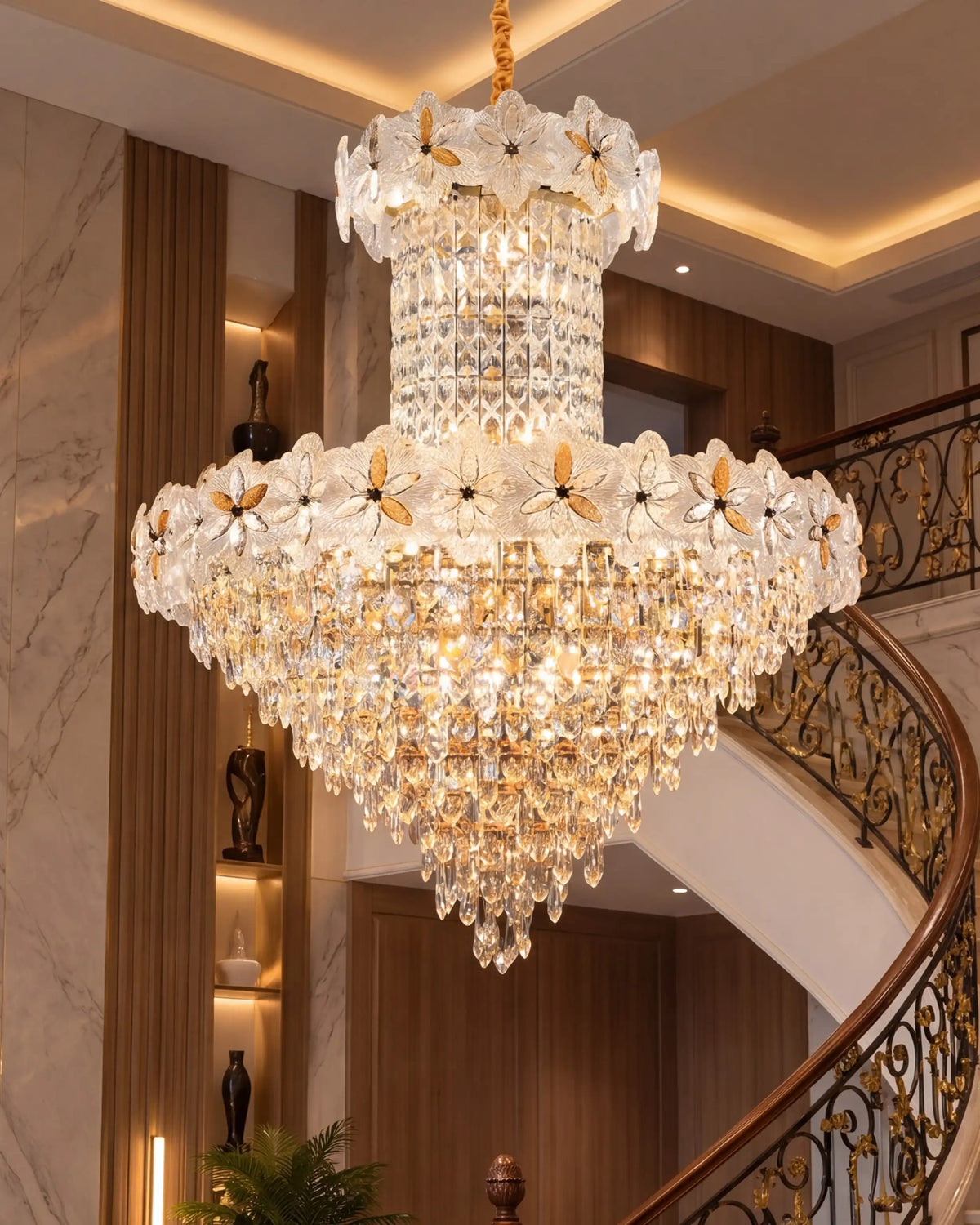 Grand Palais Floral Cascade Double Height Chandelier