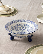 Traditional Blue & White Hand-Painted 3-Footed Bowl