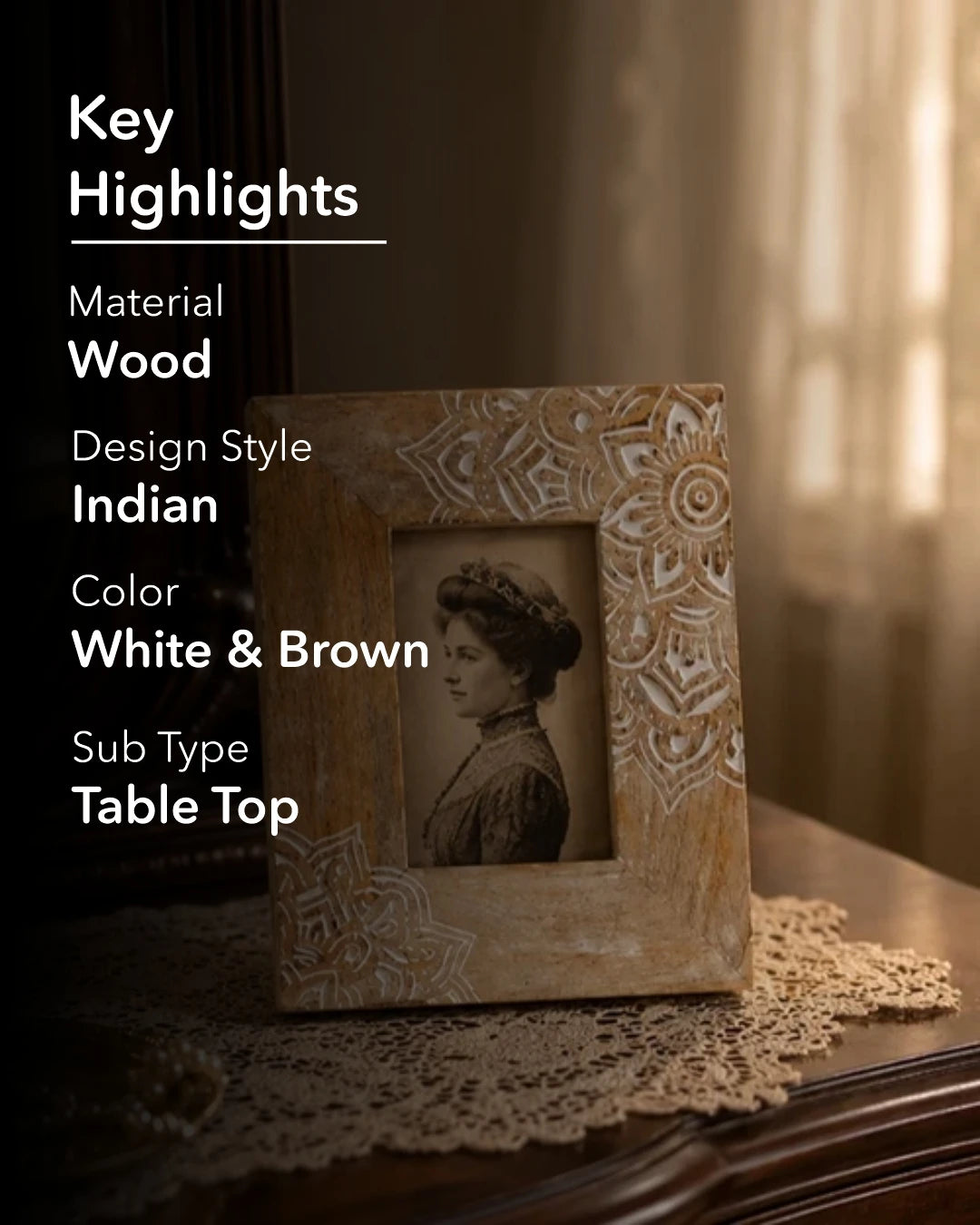 Floral Heritage Wooden Photo Frame 