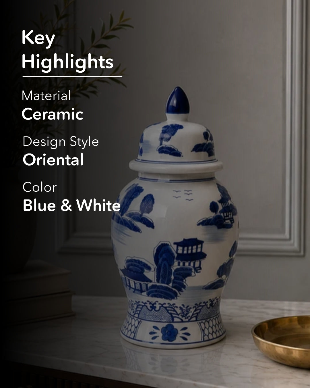 Heritage Blue and White Temple Jar 