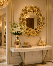 'Leafy Radiance' Metal Leaf-Embellished Mirror