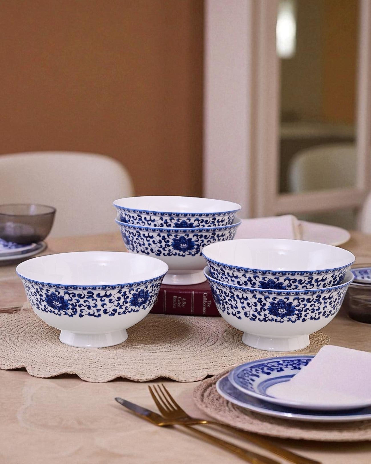 Blue Baroque Ceramic Katori - Set Of 2 