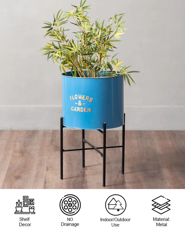 Flowers & Garden Planter with Stand - Blue