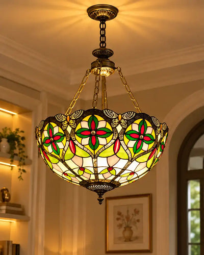 Classic Floral Mosaic Tiffany Chandelier