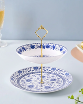 Blue Eden Floral 2-Tier Cake Stand 
