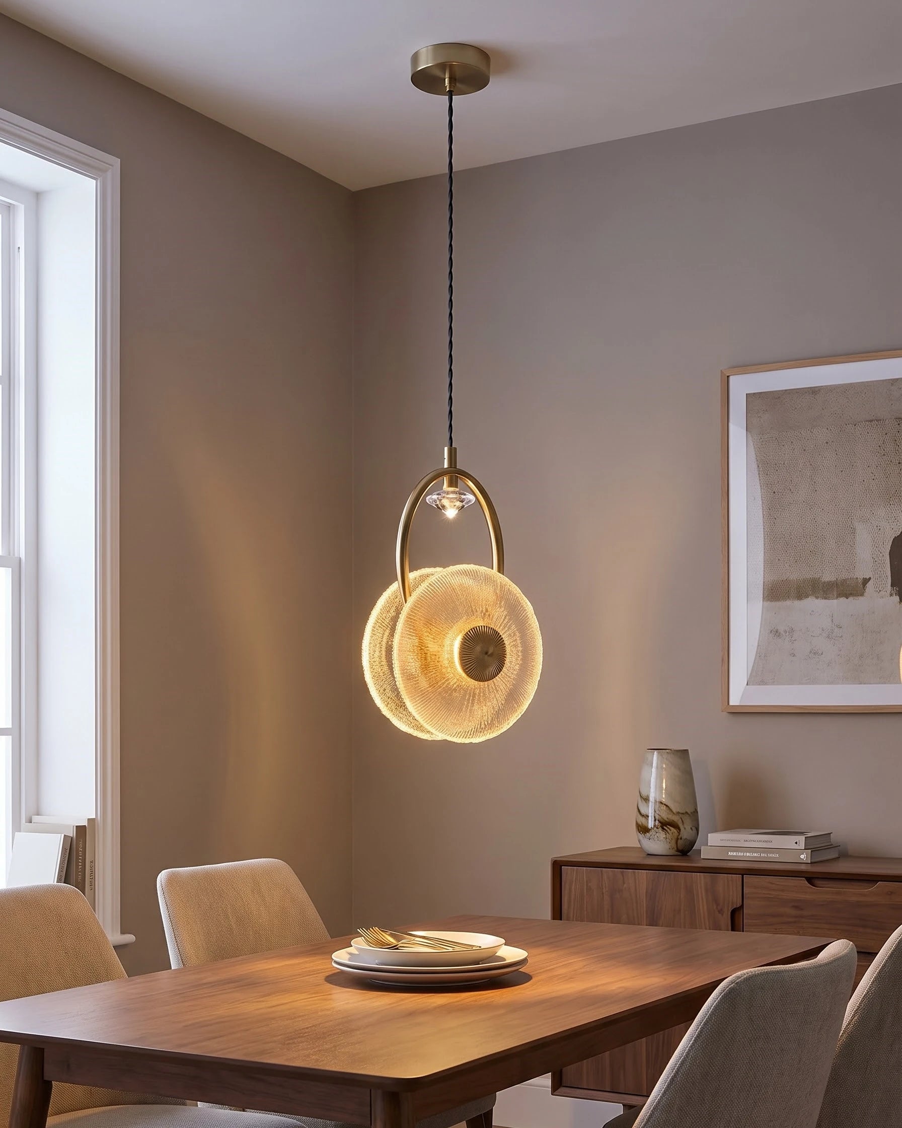 Sunburst Disc Pendant Light 
