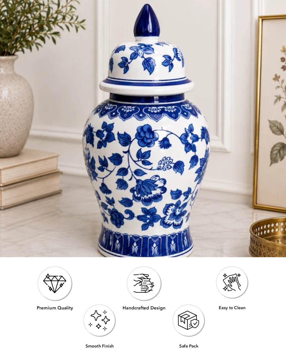 Lotus Vine Decorative Temple Jar 