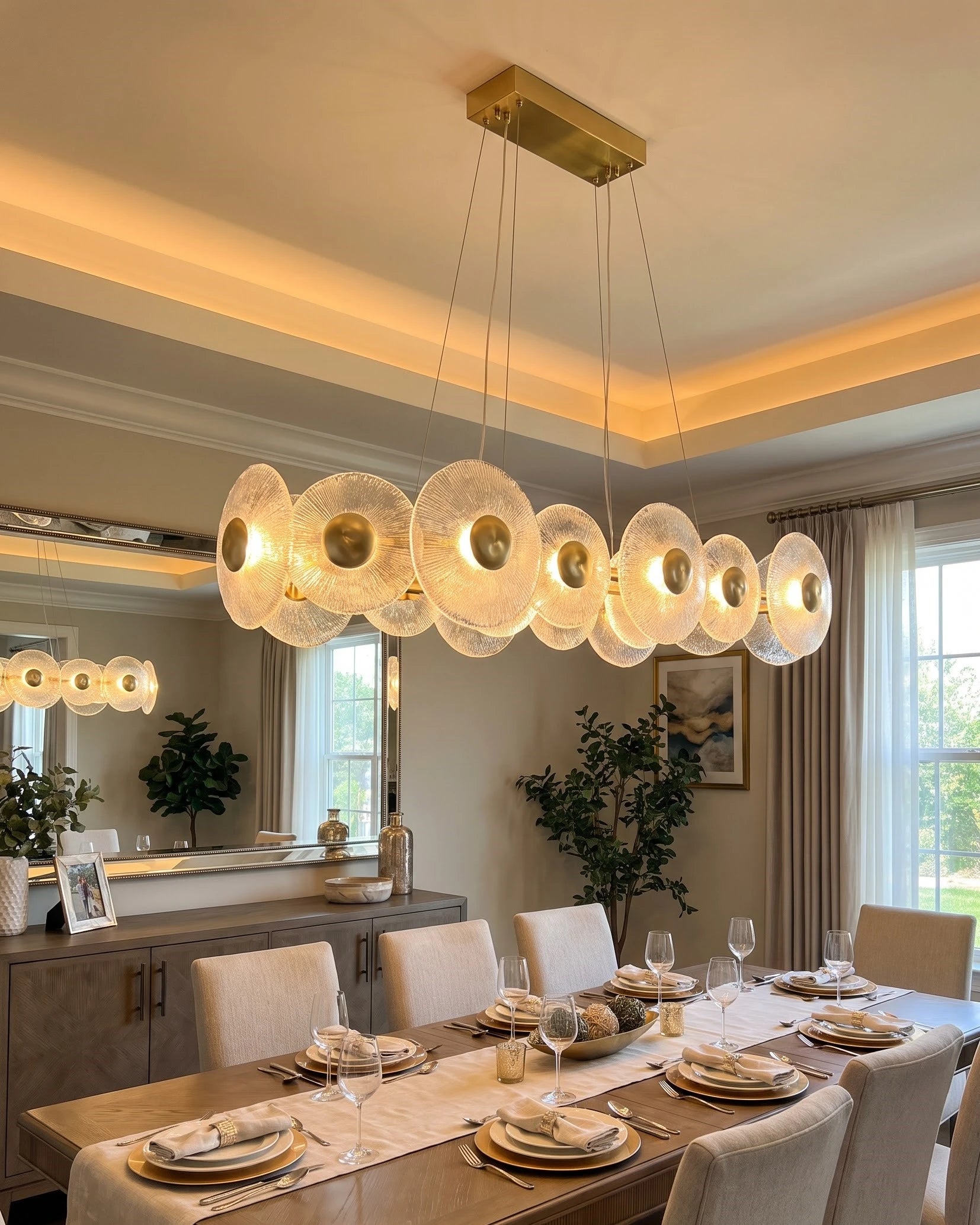 Crystal Linear Disc Chandelier 