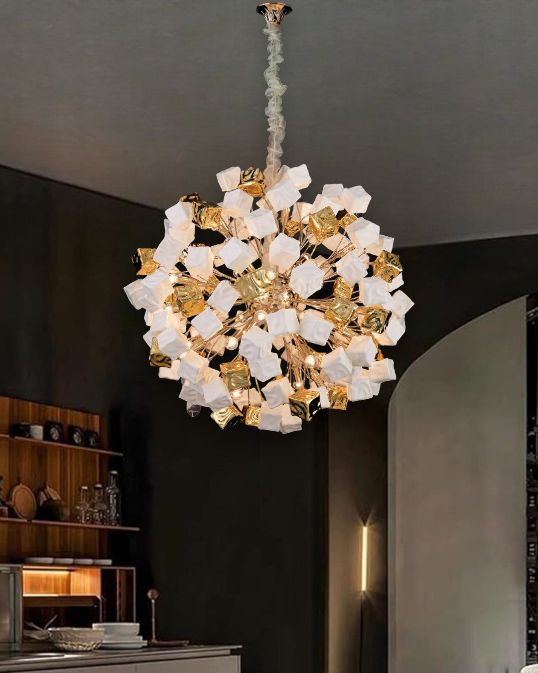 Contemporary Cube Cluster Chandelier - 12 Bulbs 