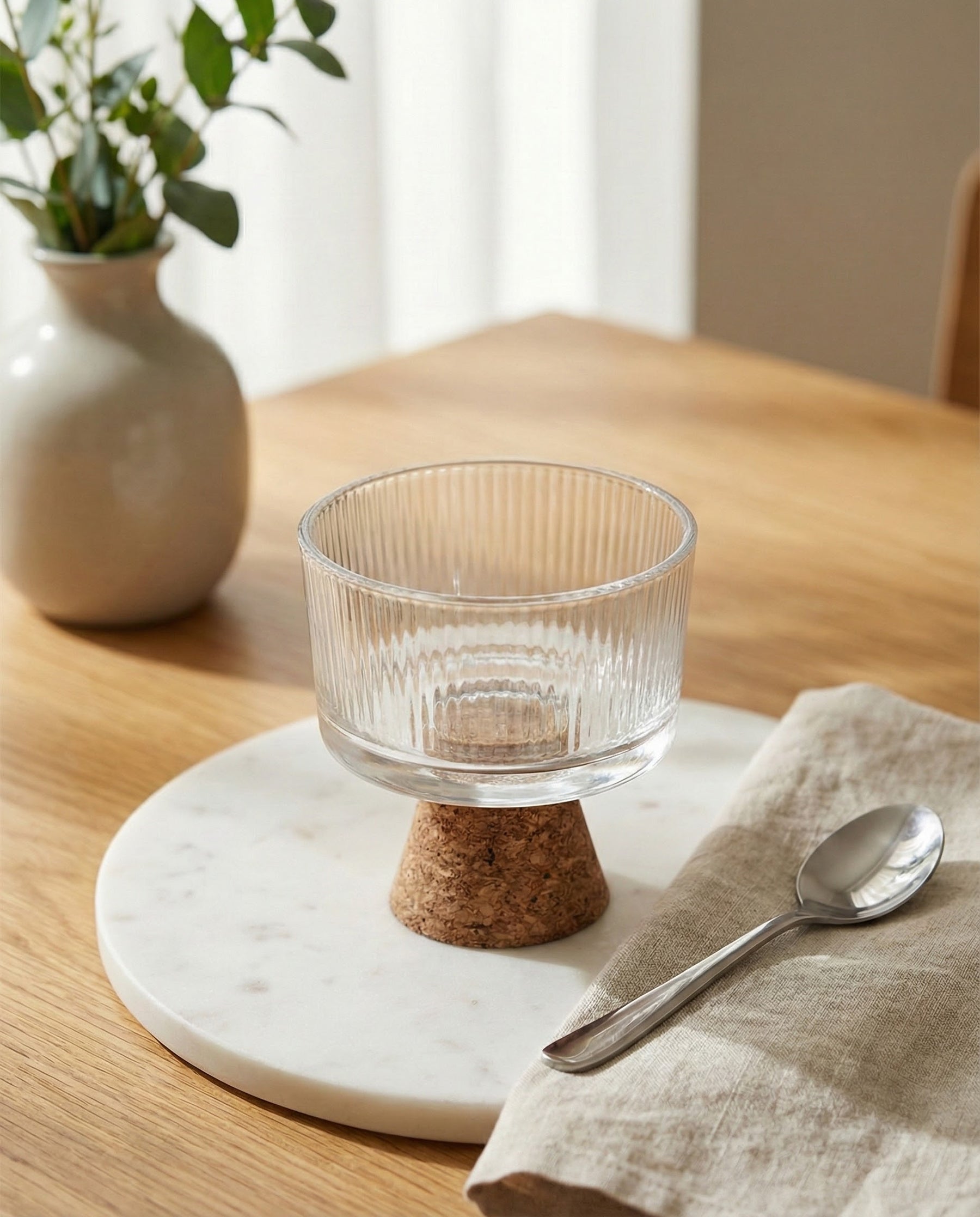 Cork Base Glass Dessert Bowl 