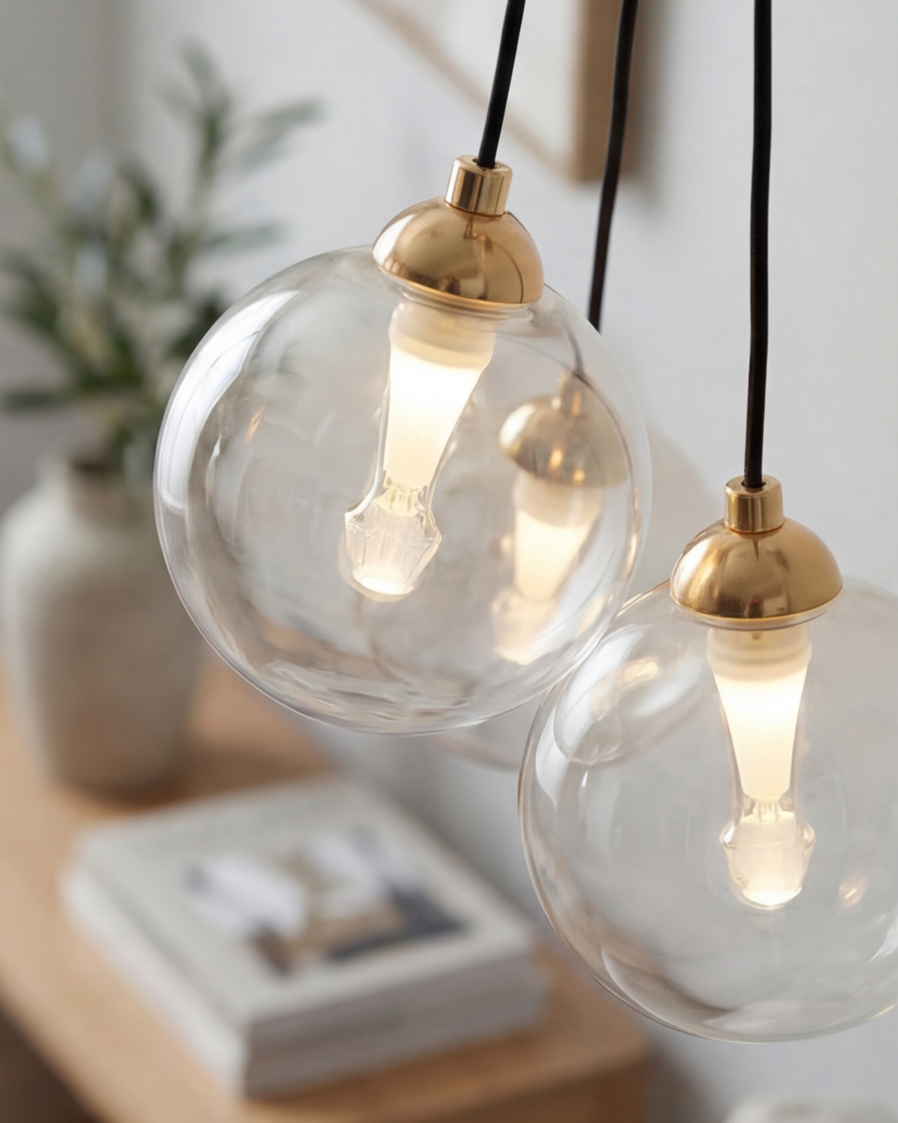 Orb Trio Drop Wall Light - Amber 