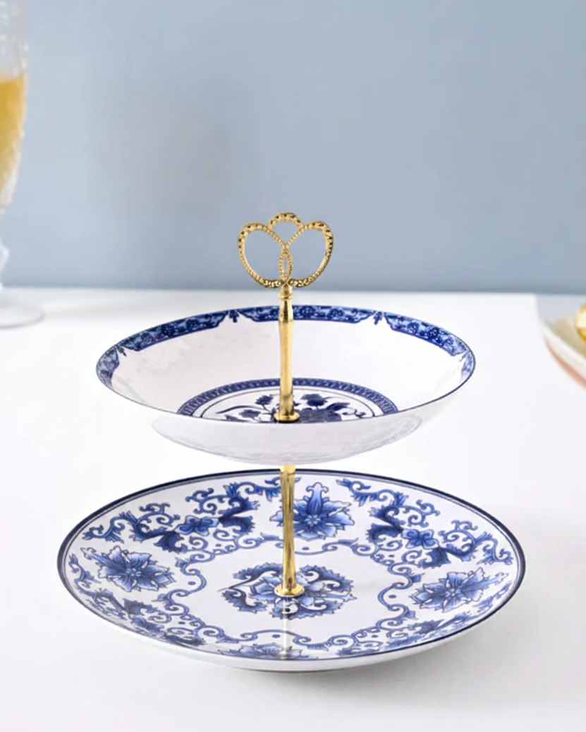 Blue & White Dynasty 2-Tier Cake Stand 
